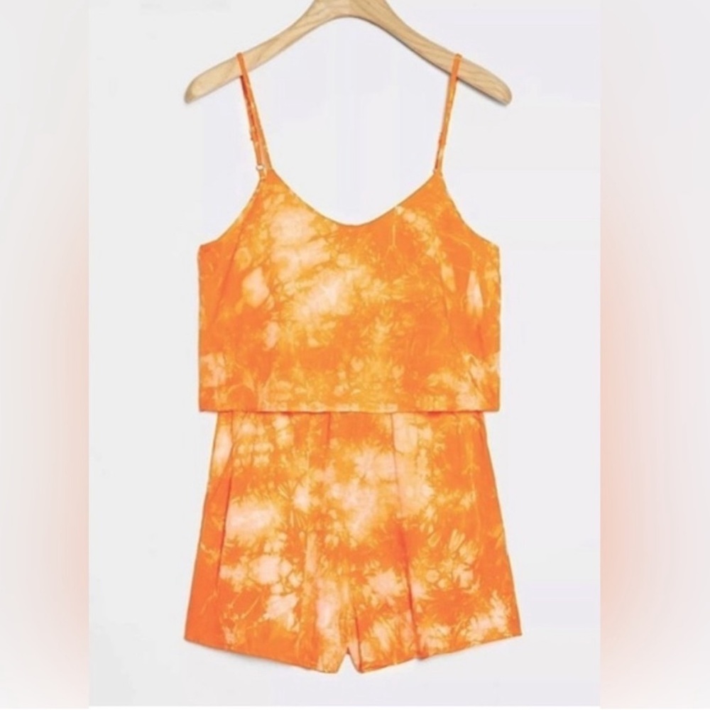 Amadi Anthropologie Orange Tie Dye Romper SZ XL EUC